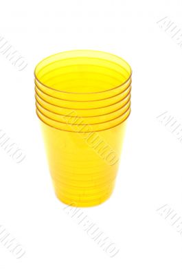 yellow plastic cups