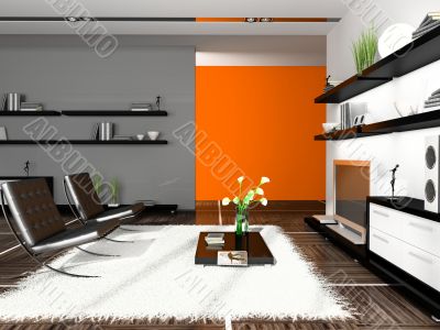 Interior of modern apartment 3D rendering