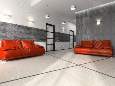 Interior of the modern waiting room in the office