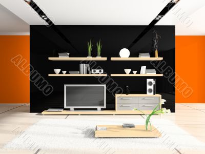 Fashionable home interior 3D rendering