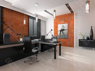 Interior of the modern office 3D rendering