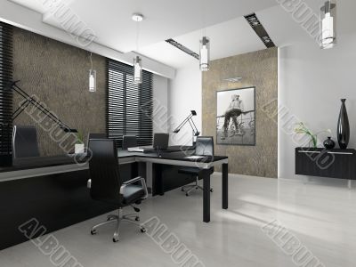 Interior of the modern office 3D rendering
