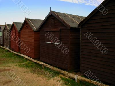 beach huts in winter