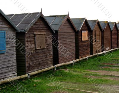 Winter beach huts