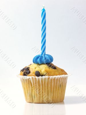Happy Birthday,Blue Candle On