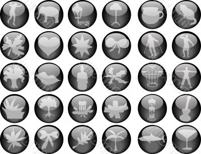 Black glass buttons