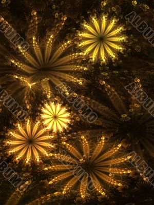 Golden Flowers Abstract Background