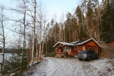 wooden cottage in the forest