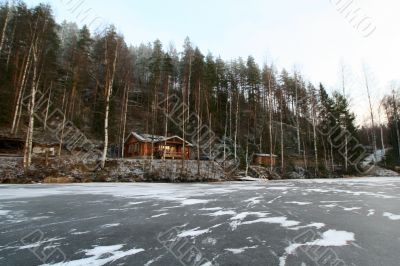 wooden cottage in the forest