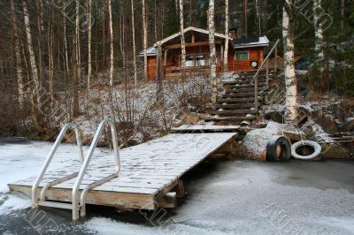 wooden cottage in the forest