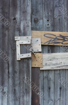 Locked door close up