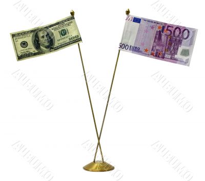 Euro and dollar flag