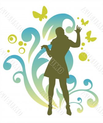 girl silhouette and pattern