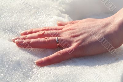 Hand on snow