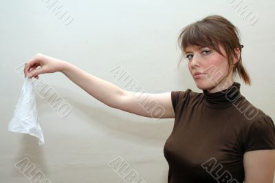 Girl is holding handkerchief