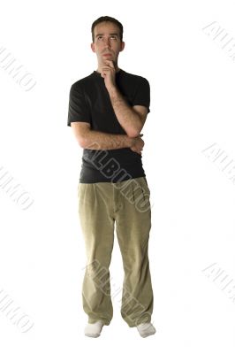 Isolated Young Man Looking Up