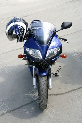 Dark blue motorcycle.