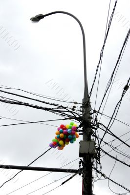 Balloons have got confused in electric wires