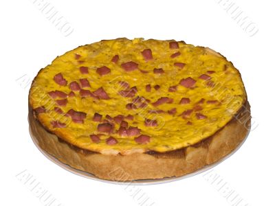 Pie with onions, cheese and meat