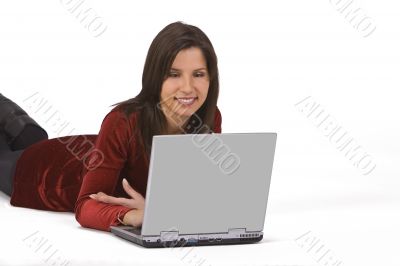 Woman working on a laptop