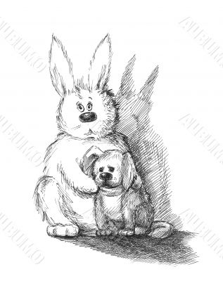 Rabbit and dog