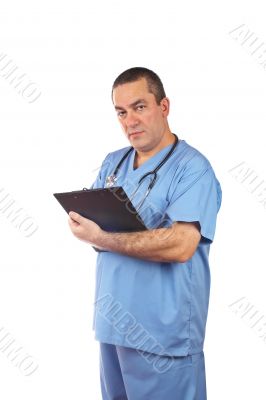 Male doctor writing