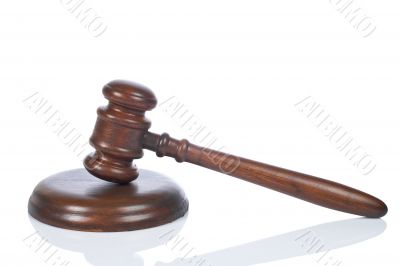 Wooden gavel reflected