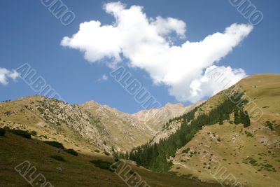 Mountains. The sky. Clouds.