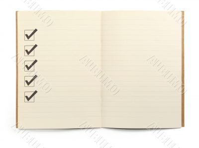 notebook with checklist