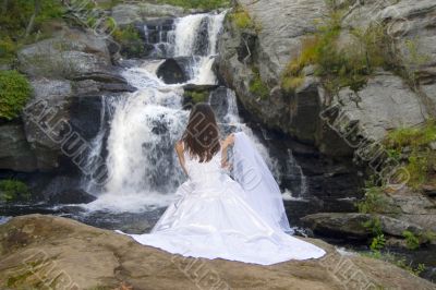 Bride at Waterfall
