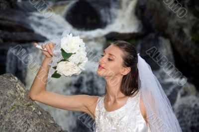 Bride at Waterfall