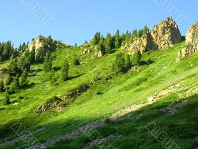green mountain slope