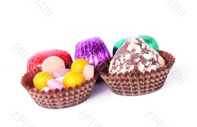 Pills and chocolate candies