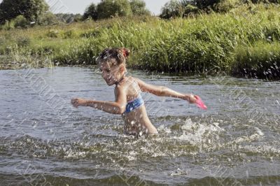 Girl in river.