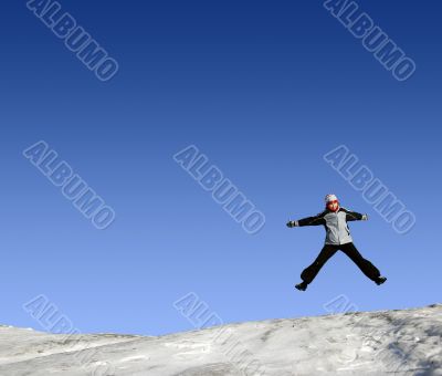 Jumping girls in winter
