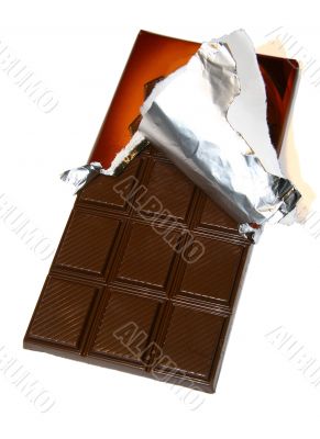 The opened chocolate bar