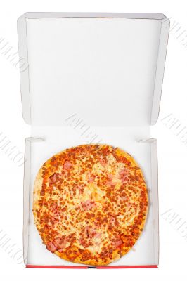 Tasty Italian pizza in the box