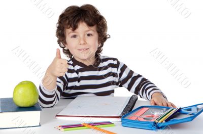 adorable boy studying