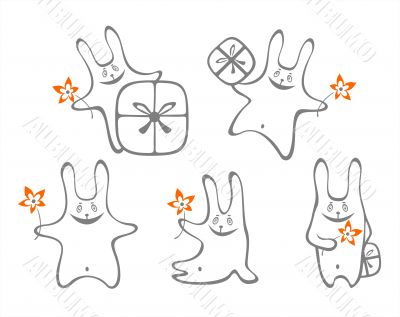 five happy rabbits