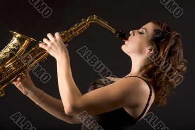 Retro female saxophonist