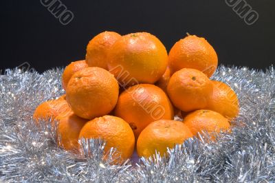 Pile of mandarines and oranges. Healthy food.