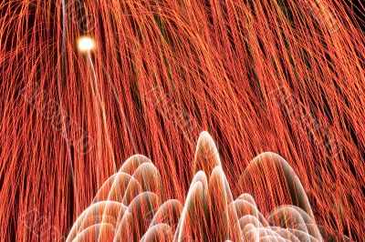 red blowing firework background