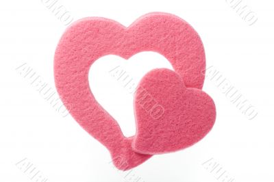 two pink soft hearts