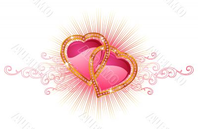 Two love hearts / vector