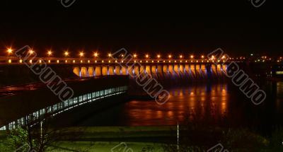 Power dam in the night