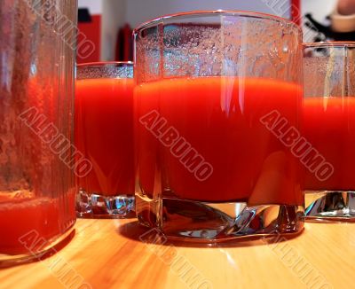 Glasses of tomato juice