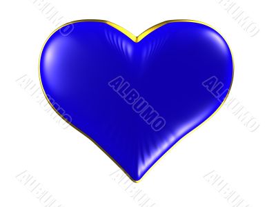 Blue heart with gold edging