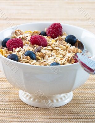 Muesli with Raspberries and Blueberries