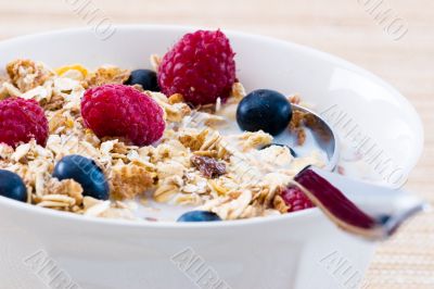 Muesli with Raspberries and Blueberries