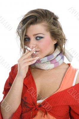 Portrait smoking girl
